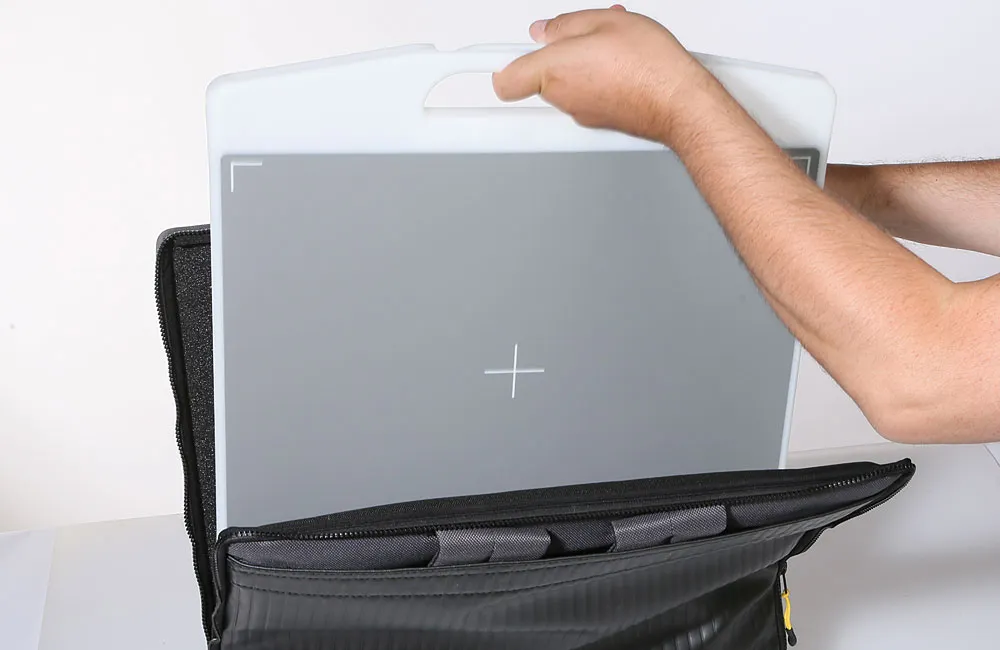 The flexible flat panel could easely removed from the backpack