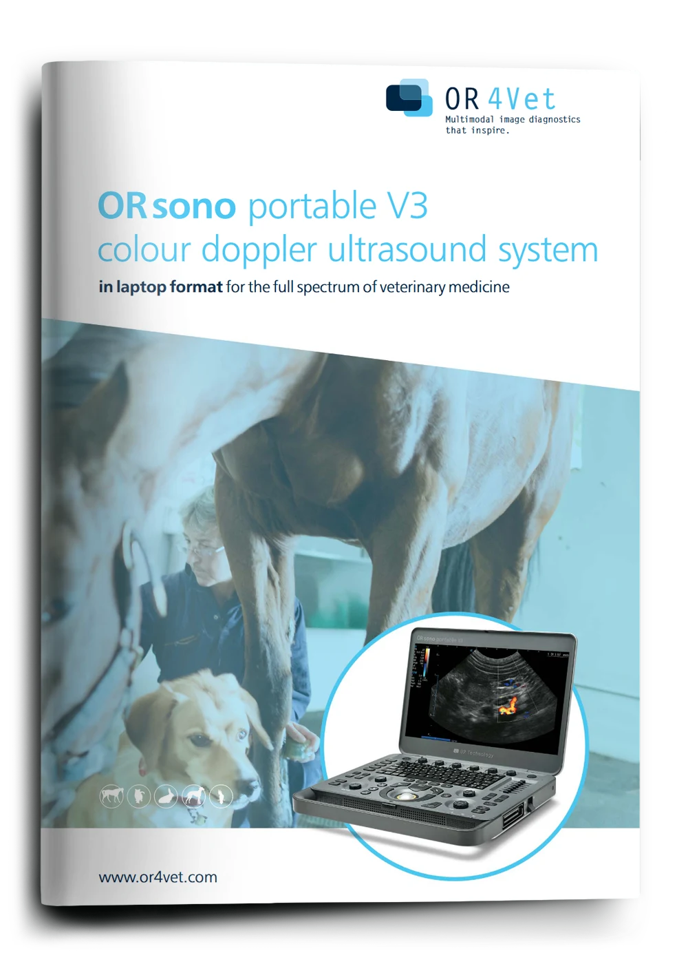 Cover of ORsono Portable V3 veterinary ultrasound system brochure