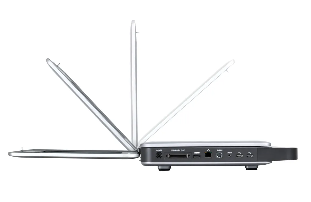 Side view of ORsono Portable V3 showing flexible 180 degree screen adjustment