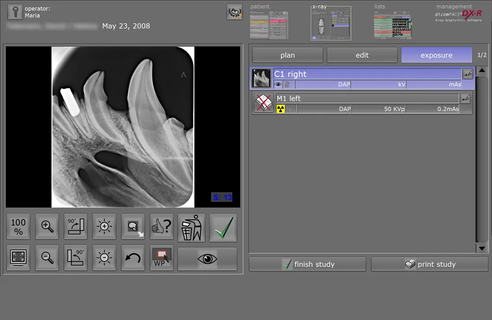 Animal clinic X-ray images shown on dicomPACS DXR software